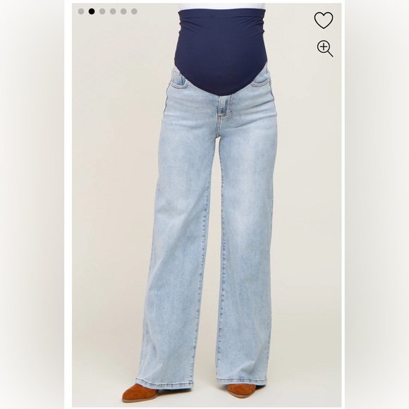 Pinkblush Denim - Pinkblush Maternity Light Blue Wide Leg Jeans - Size 29